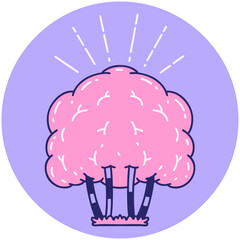 icon of a tattoo style tree in bright neon color