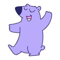hand drawn quirky cartoon bear in bright neon color
