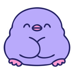 cartoon of a cute baby bird in bright neon color