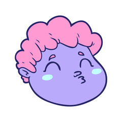 cartoon male face in bright neon color