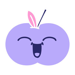 flat color retro cartoon of a red apple in bright neon color