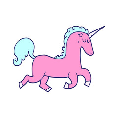 Fototapeta premium cartoon unicorn in bright neon color