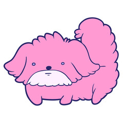 cute cartoon dog in bright neon color