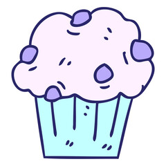 hand drawn quirky cartoon chocolate cake in bright neon color