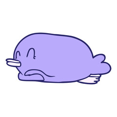 penguin lying on belly in bright neon color