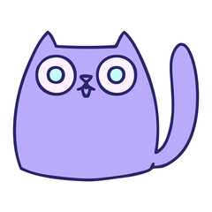 Fototapeta premium cartoon of a cute cat staring you right in the eye balls in bright neon color