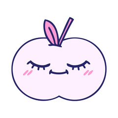 cute cartoon of a juicy apple in bright neon color