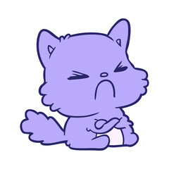 cute cartoon angry cat in bright neon color