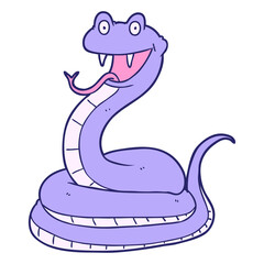 cartoon happy snake in bright neon color