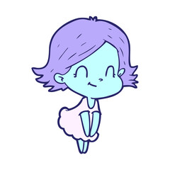 cartoon friendly girl in bright neon color