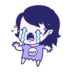 cartoon crying vampire girl in bright neon color