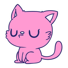 freehand drawn cartoon of cute kawaii cat in bright neon color