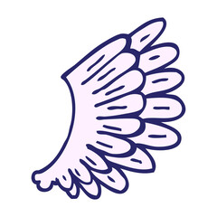 cartoon doodle angel wings in bright neon color