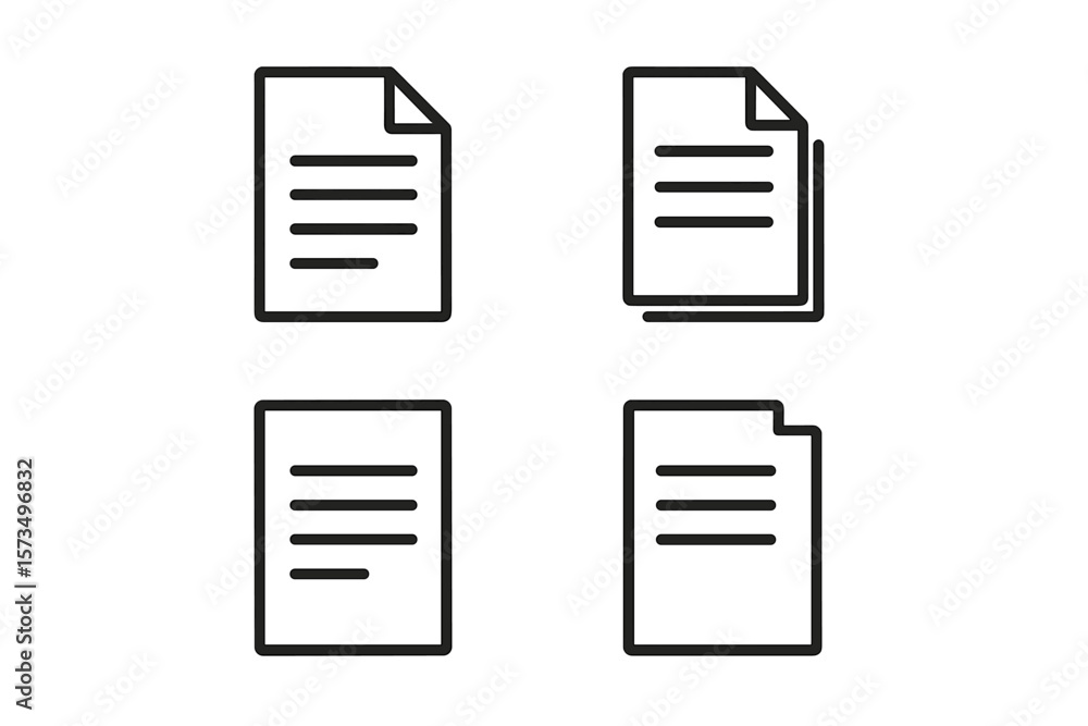 Poster document icon set paper symbol collection. simple line art pictogram for website or mobile app. file