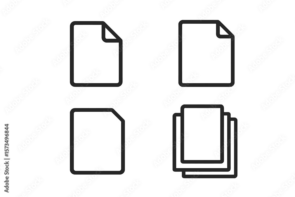 Poster document icon set. paper symbol collection. single and multiple page file sign. blank new sheet pict