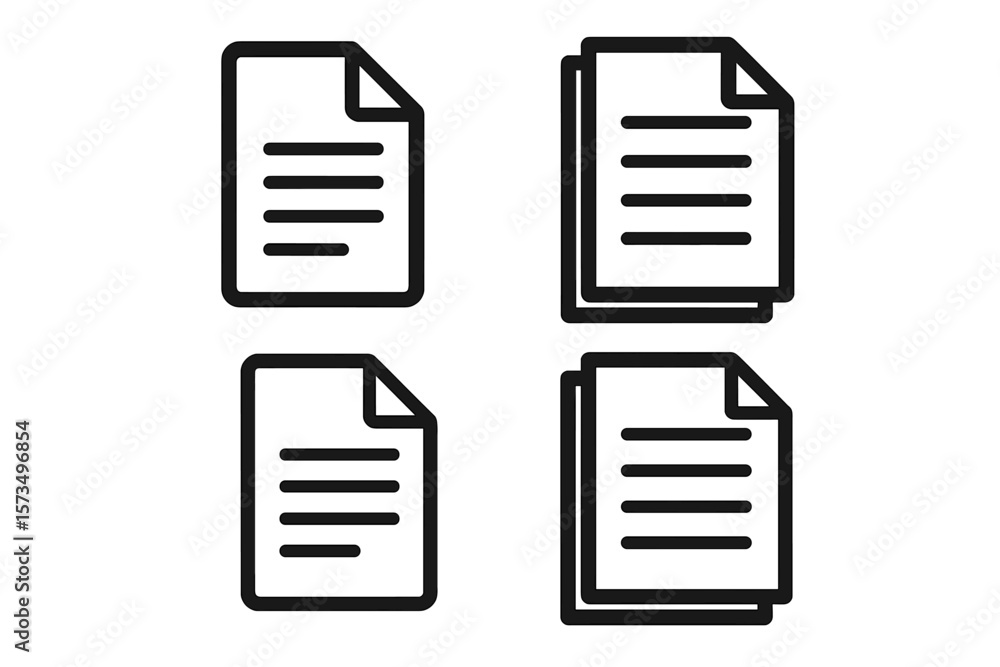 Poster document icon set. paper symbol with single and multiple pages. file page sign. office pictogram col
