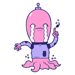 cartoon alien in bright neon color