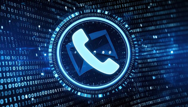 Digital communication icon on binary code background