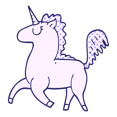 cartoon doodle unicorn in bright neon color