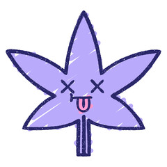 Leaf Chalk Drawing in bright neon color