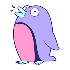 Cartoon Robin in bright neon color