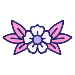 iconic tattoo style image of a flower in bright neon color