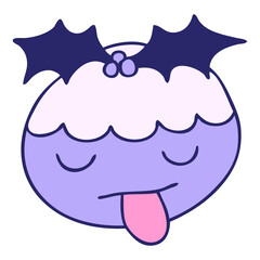 hand drawn quirky cartoon christmas pudding in bright neon color