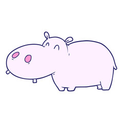 cartoon hippo in bright neon color