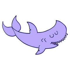 cartoon shark in bright neon color