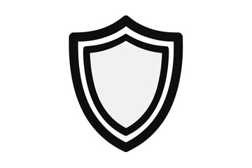 Shield Icon Vector Illustration. Security Protection Symbol. Blank Emblem Badge Outline. Guard, Defense, Safety Concept. Simple Black and White Crest. Isolated Clipart for Web, App, Logo, Design