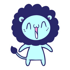 happy cartoon lion in bright neon color