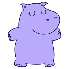 cartoon hippo in bright neon color