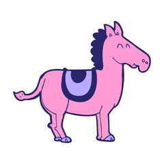 cartoon donkey in bright neon color