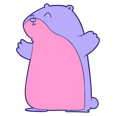 cartoon hamster in bright neon color