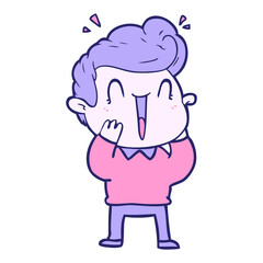 cartoon excited man in bright neon color
