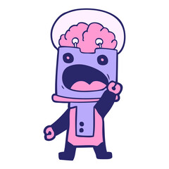 Obraz premium cartoon robot in bright neon color