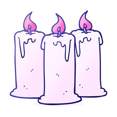 freehand drawn cartoon burning candles in bright neon color