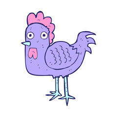 cartoon chicken in bright neon color