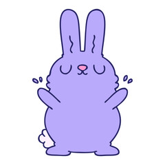 hand drawn quirky cartoon rabbit in bright neon color