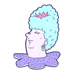 cartoon queen's head in bright neon color