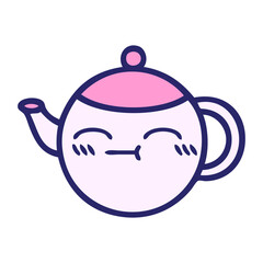 cute cartoon of a teapot in bright neon color