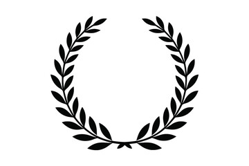 Laurel Wreath Frame Silhouette. Classic Victory Award Symbol. Empty Olive Branch Border for Certificate, Trophy, Achievement, Winner, Honor, Sports, Success, Vector Isolated Clipart
