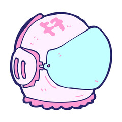 cartoon astronaut helmet in bright neon color