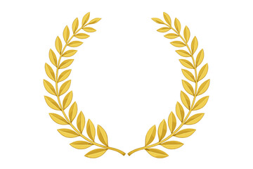 Golden Laurel Wreath Award Vector. Victory Symbol. Achievement, Honor, Winner, Champion, Success, Olympic, Triumph, Prize, Glory, Greek Roman Emblem, Transparent Background Illustration