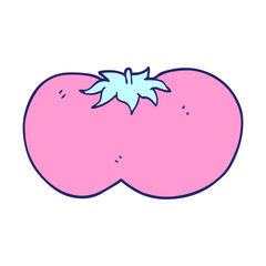 cartoon doodle huge tomato in bright neon color