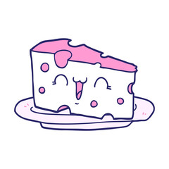 cute cartoon cheese in bright neon color