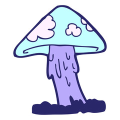 cartoon mushroom in bright neon color