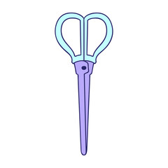 hand drawn quirky cartoon scissors in bright neon color