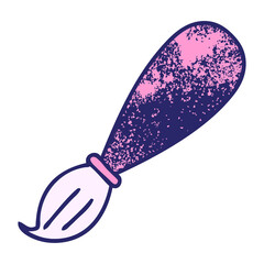retro grunge texture cartoon of a paint brush in bright neon color