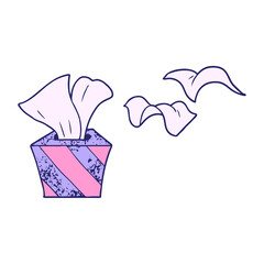 cartoon box of tissues in bright neon color